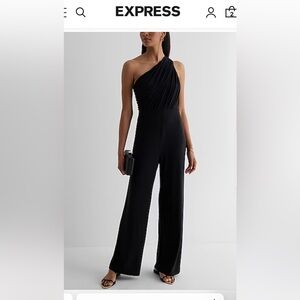 Express black velvet one shoulder jumpsuit